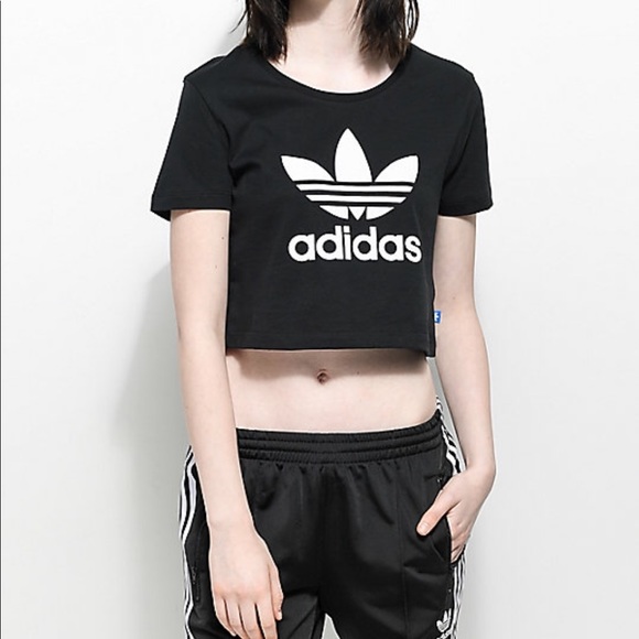 adidas Tops - adidas Trefoil Black Crop T-Shirt